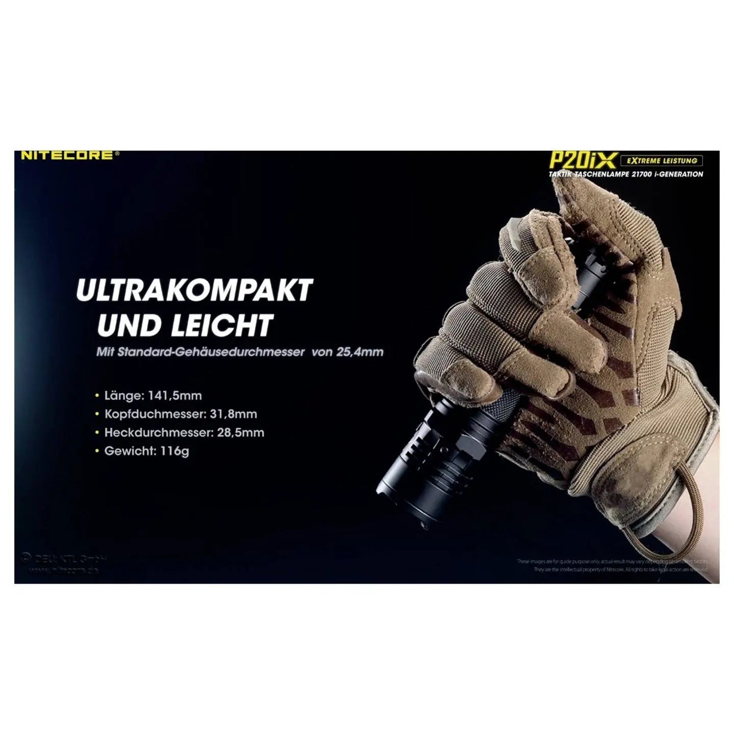D-Ware Nitecore Taschenlampe P20i X Schwarz Led Akku Precise Serie 4000 Lm Defektware - 6952506406722