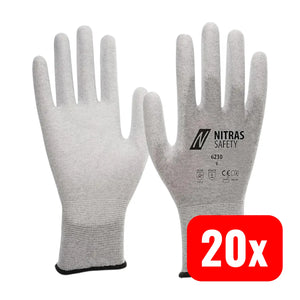 B-Ware Nitras Handschuh Arbeitshandschuhe Antistatikhandschuh Größe 9 Grau Weiß 20 Paar