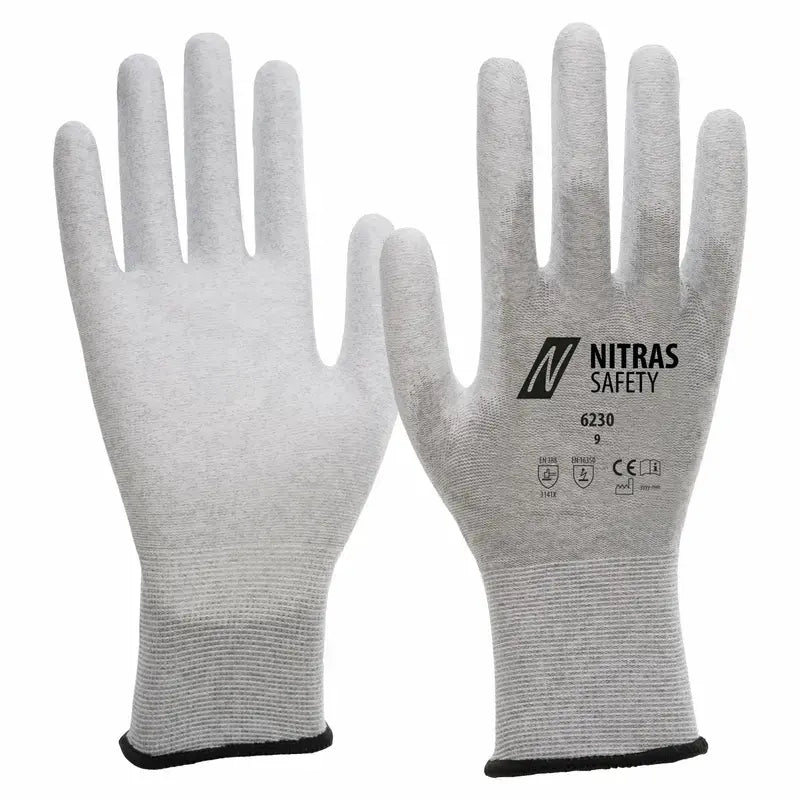 B-Ware Nitras Handschuh Arbeitshandschuh Antistatikhandschuh Größe 10 Grau Weiß 24 Paar - 4059904093805