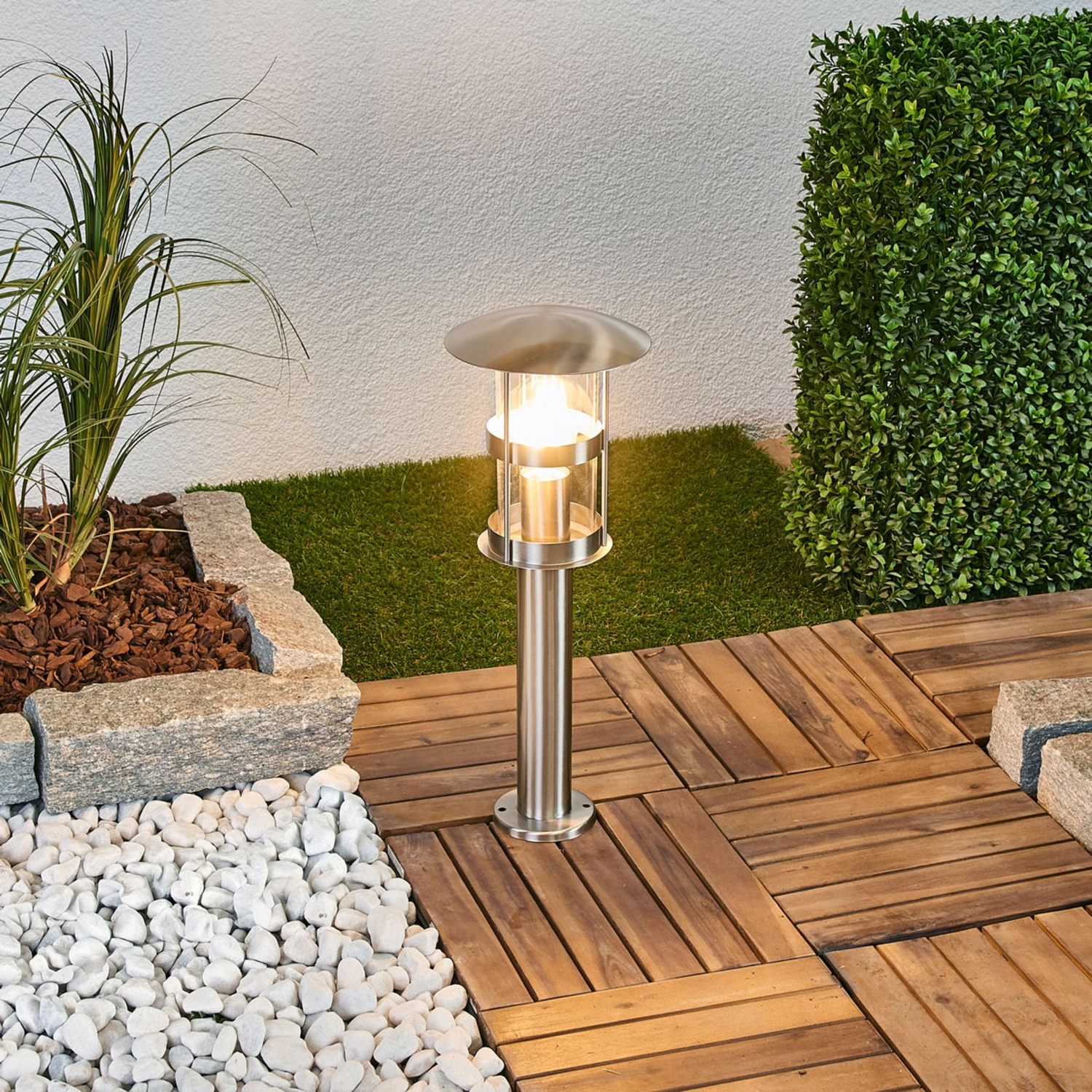B-Ware Lindby Noemi Edelstahl Sockellampe Wegeleuchte Gartenlampe Lampe E27 Edelstahl - 4251096539271