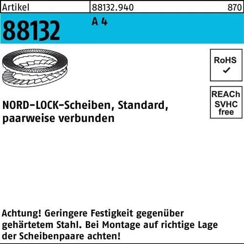 Nord-lock Unterlegscheibe Scheiben R 88132 NL 16 SS A 4 geklebt 100 Stück97 - 7330948161536