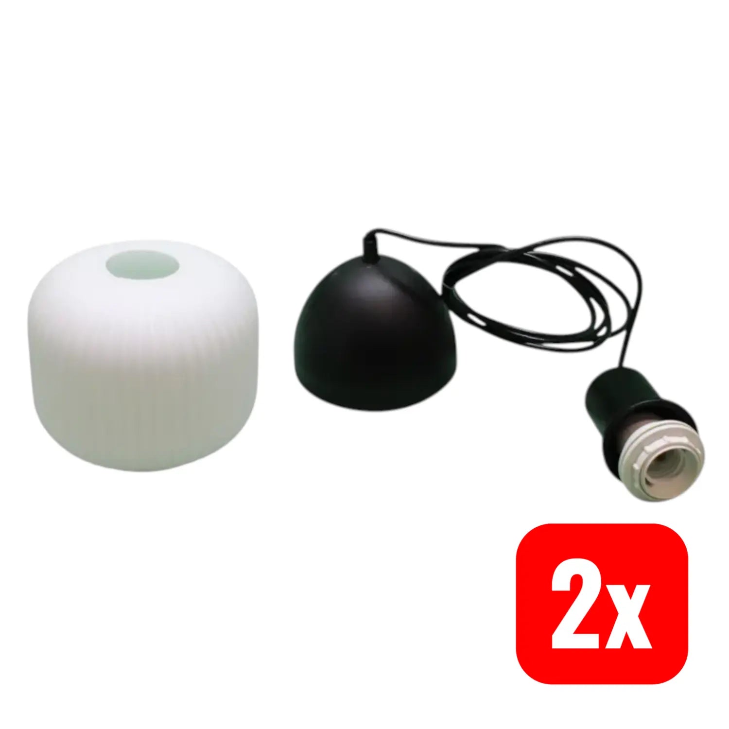 B-Ware Nordlux Hängeleuchte Milford Mini Schwarz Glas Gerippt Deckenlampe Lampe 2 Stück - 5704924018664