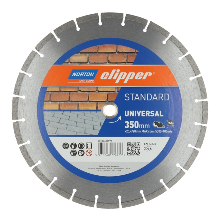 Norton Diamantscheibe Trennscheibe Beton Standard Universal Durchmesser 350 Mm B-Ware - 5450248776260