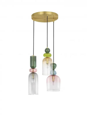 B-Ware Nova Luce Pendelleuchte Hängelampe Glas Gold Multifarben Murano E14 Led 3flammig