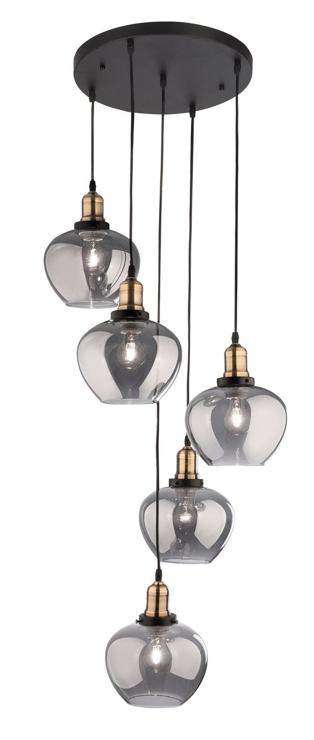 Nova Luce Pendelleuchte Hängeleuchte CEDRO E27 LED Schwarz Glas dimmbar 5-fach - 5212017407542