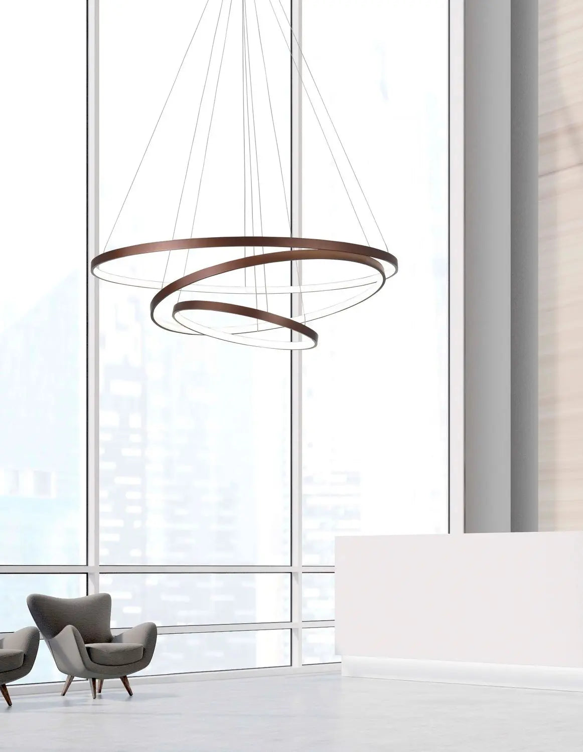 B-Ware Nova Luce Pendelleuchte Hängeleuchte Led Braun Ferrol Dimmbar ø 80 Cm Siehe Text - 5212017407238