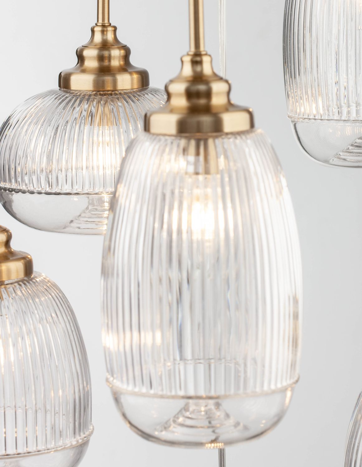 Nova Luce Pendelleuchte Hängeleuchte MOND Gold E14 LED 6fach dimmbar Glas Metall - 5212017419385