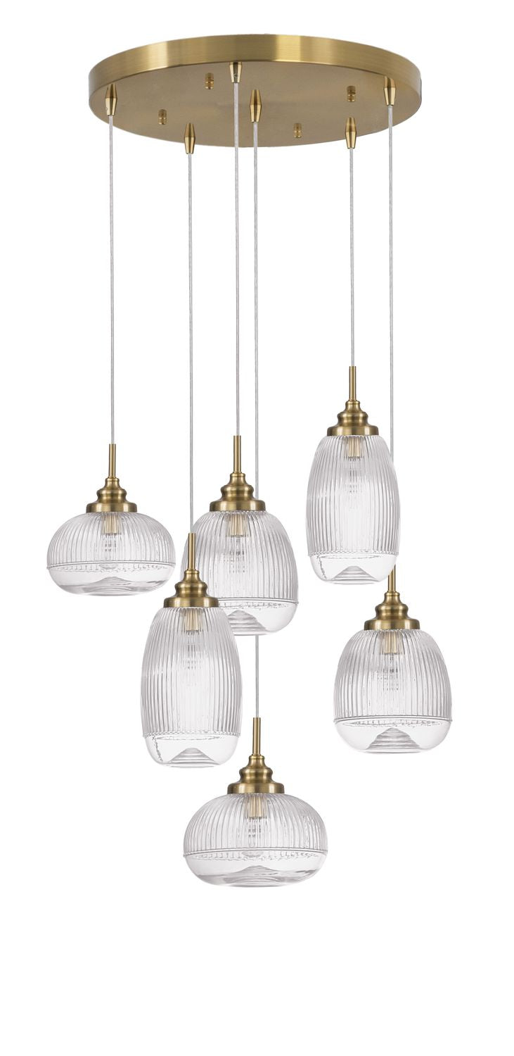 Nova Luce Pendelleuchte Hängeleuchte MOND Gold E14 LED 6fach dimmbar Glas Metall - 5212017419385