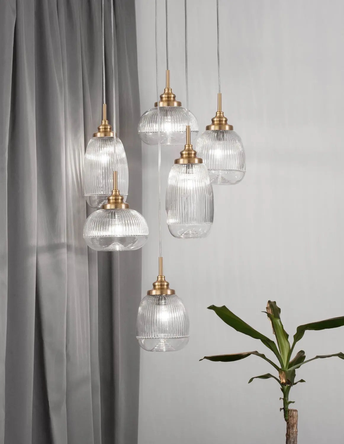 B-Ware Nova Luce Pendelleuchte Hängeleuchte Mond Gold E14 Led 6fach Dimmbar Glas Metall - 5212017419385