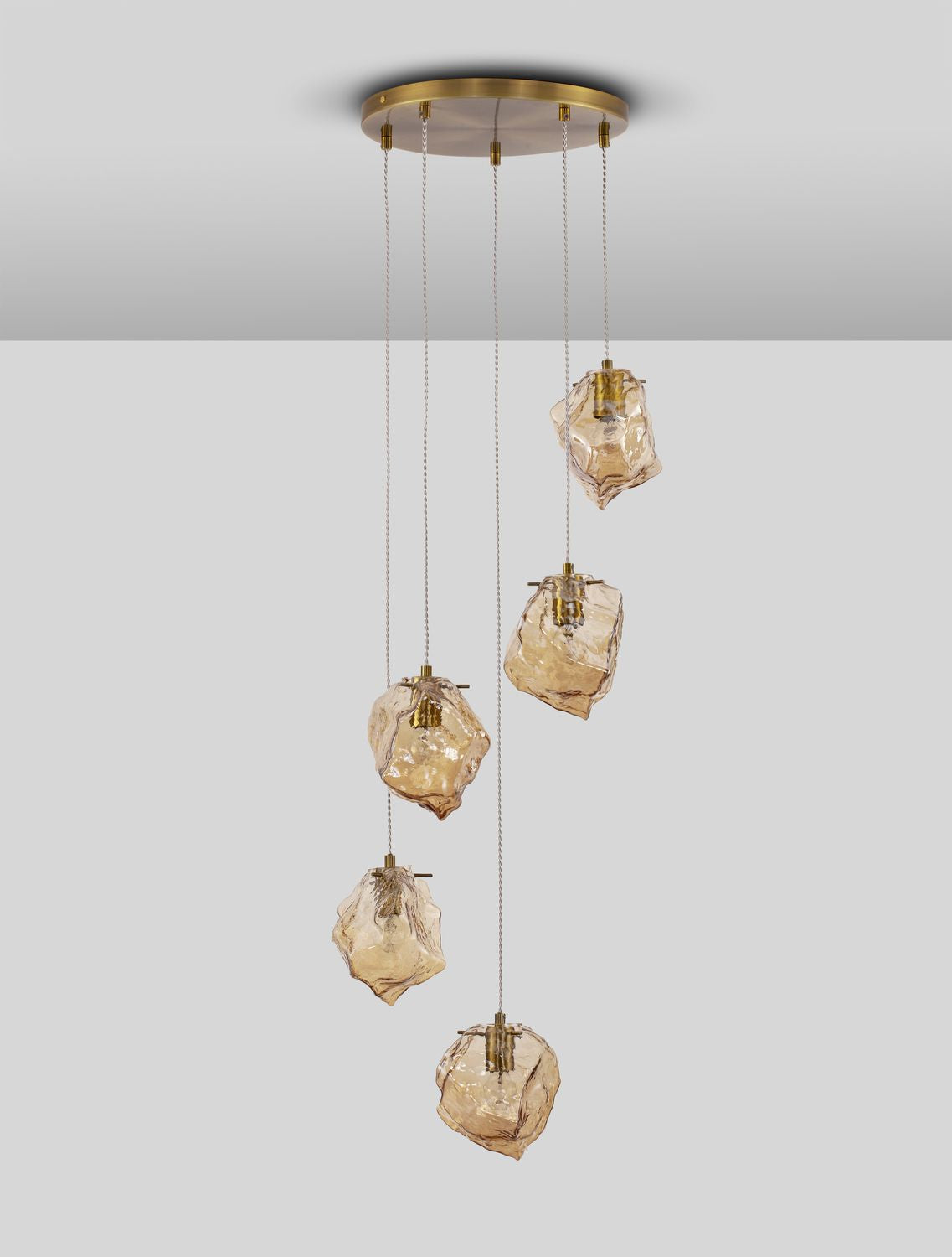 Nova Luce Pendelleuchte Hängeleuchte ODELLE E14 LED Gold dimmbar Glas 5-flammig - 5212017434401