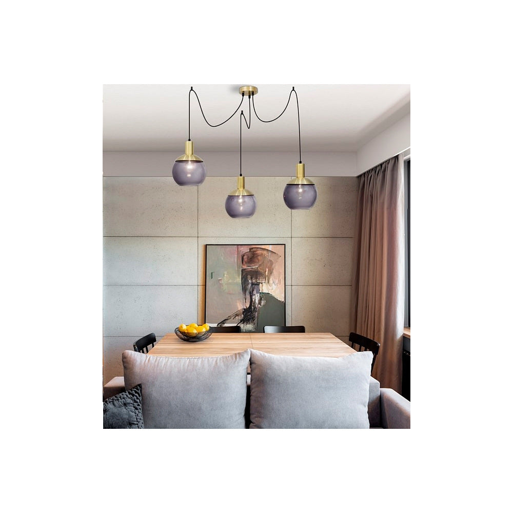 Nova Luce Pendelleuchte Hängelampe Odessa Kugeln Rauchglas LED SIEHE TEXT/F898 - 5212017414113