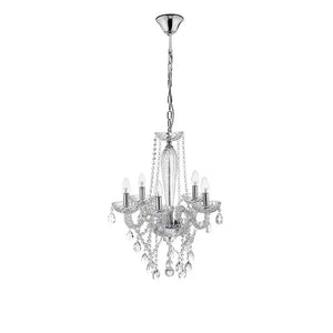 B-Ware Nova Luce Pendelleuchte Kronleuchter Mozart Chrom Glas Kristall E14 Led ø 58 Cm