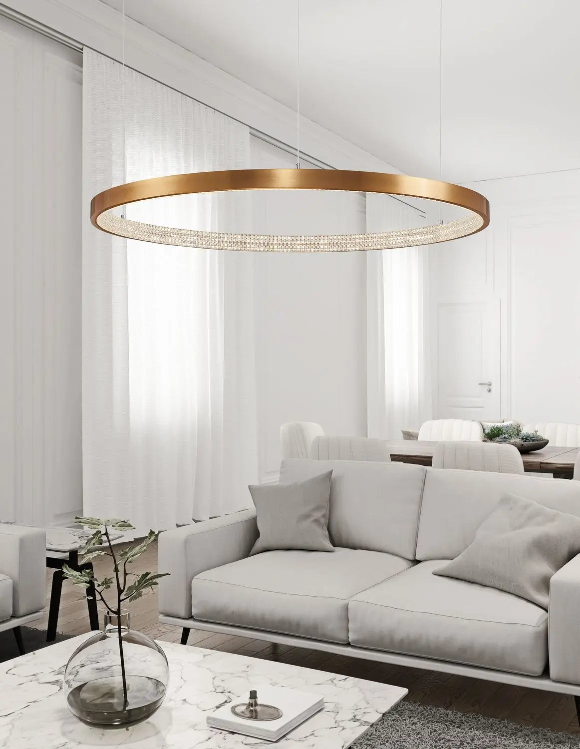 B-Ware Nova Luce Pendelleuchte Hängeleuchte Preston Led Lampe Gold Warmweiß Dimmbar - 5212017424099