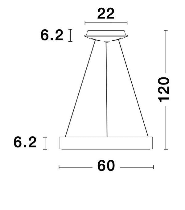 Nova Luce Pendelleuchte Hängeleuchte LED RANDO THIN Silber Warmweiß dimmbar 60cm - 5212017420251