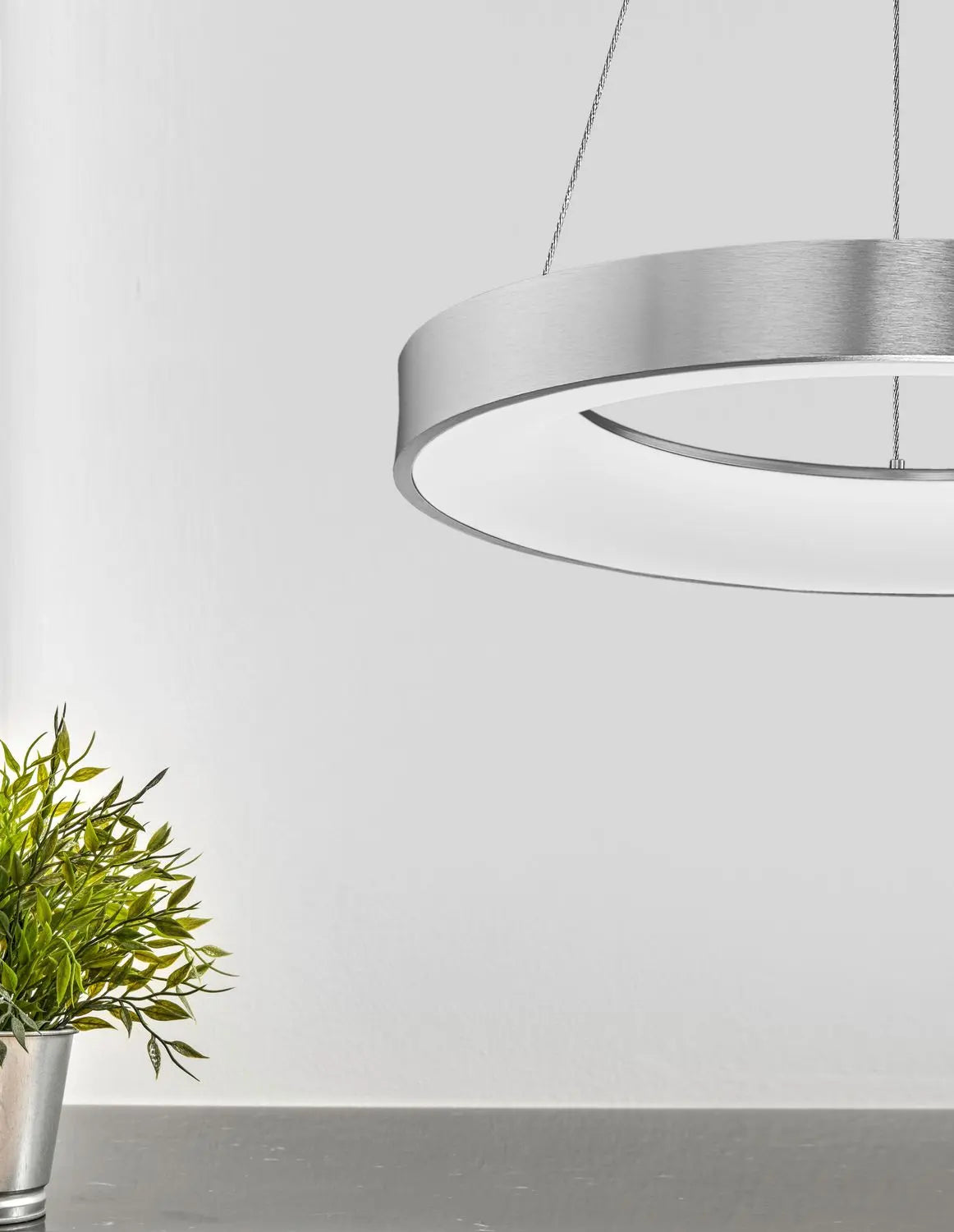 B-Ware Nova Luce Pendelleuchte Hängeleuchte Led Rando Thin Silber Warmweiß Dimmbar 60cm - 5212017420251