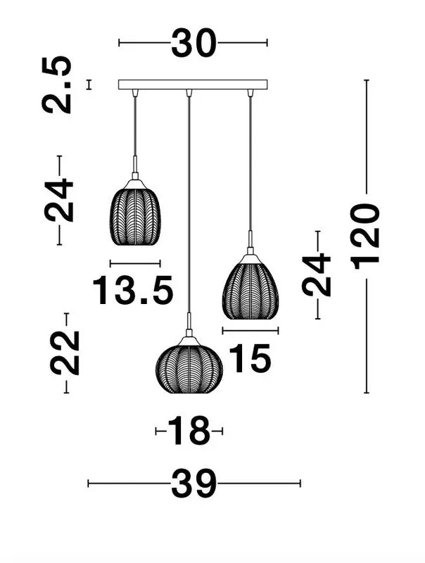 B-Ware Nova Luce Pendelleuchte Hängeleuchte Vario Gold 3fach Dimmbar E27 Led Wohnzimmer - 5212017426994
