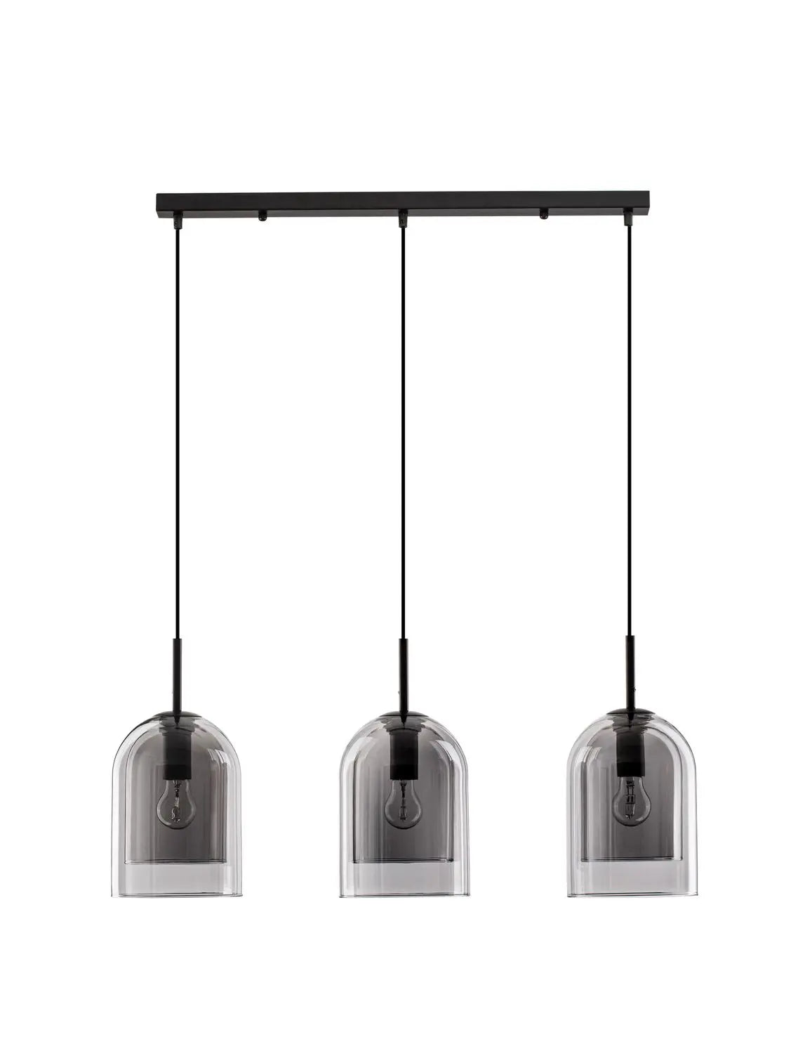 B-Ware Nova Luce Pendelleuchte Hängeleuchte Velor E27 Led 3 Fach Schwarz Rauchgrau Dimm - 5212017431196