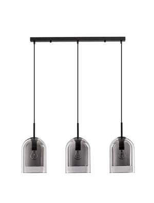B-Ware Nova Luce Pendelleuchte Hängeleuchte Velor E27 Led 3 Fach Schwarz Rauchgrau Dimm