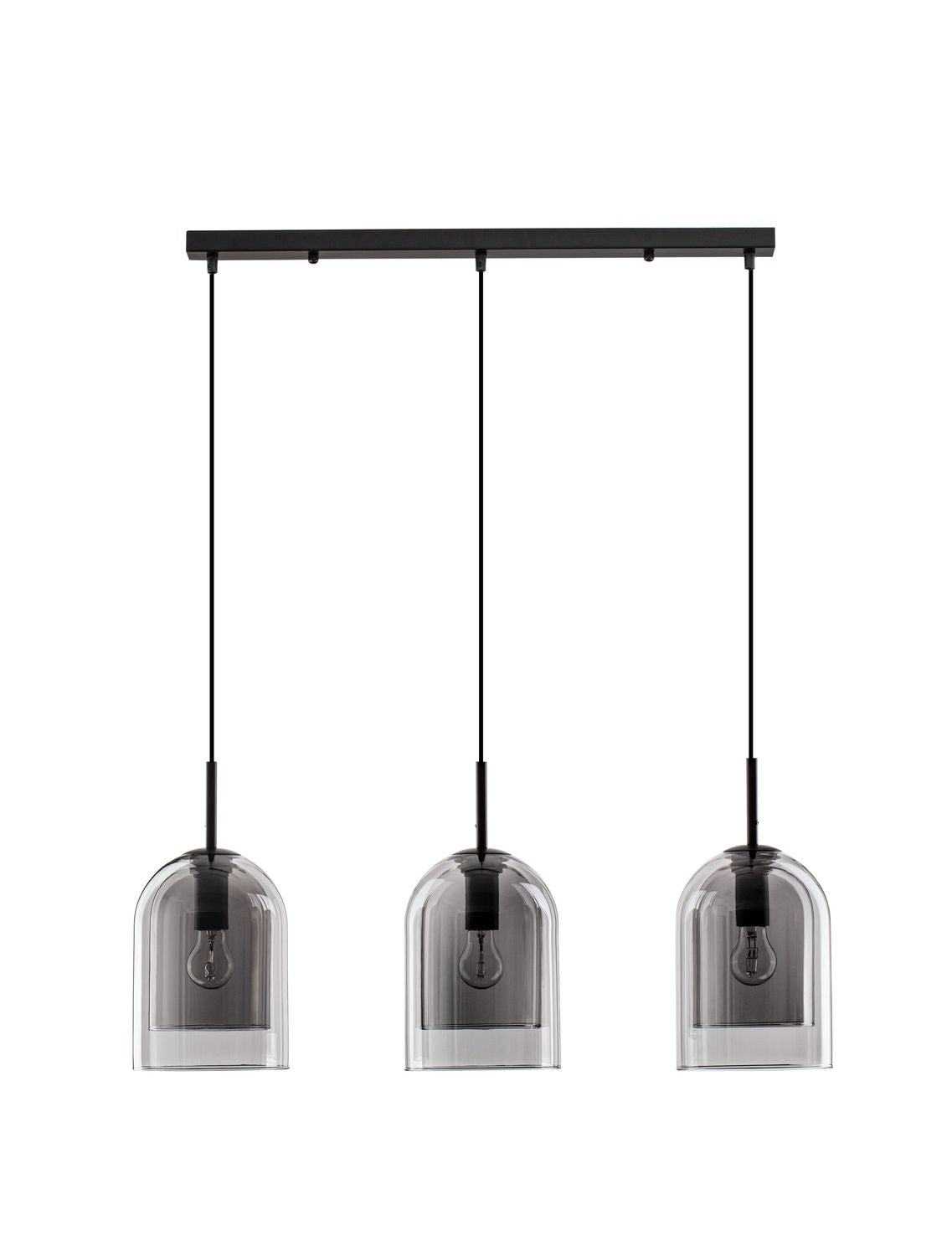 Nova Luce Pendelleuchte Hängeleuchte VELOR E27 LED 3-fach Schwarz Rauchgrau dimm - 5212017431196