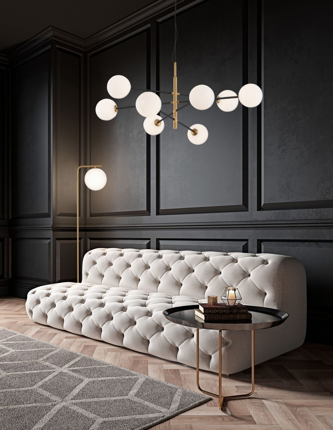 Nova Luce Pendelleuchte Hängeleuchte VITRA G9 LED 8fach Gold dimmbar Glas Metall - 5212017424037