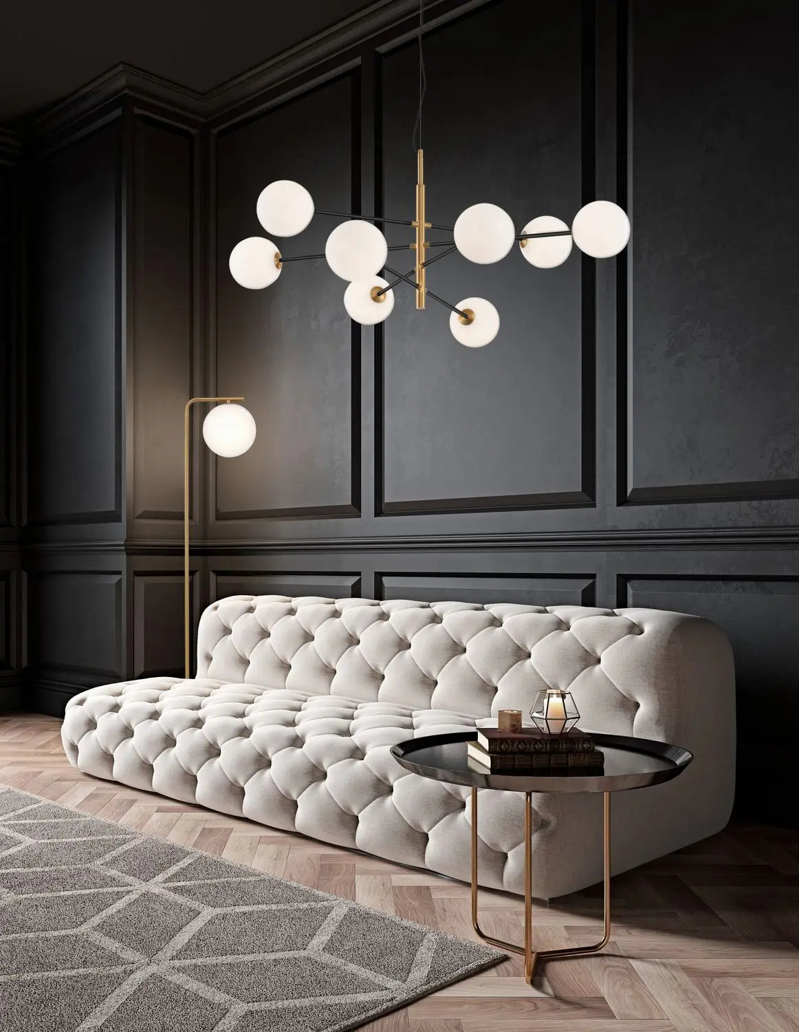 B-Ware Nova Luce Pendelleuchte Hängeleuchte Vitra G9 Led 8fach Gold Dimmbar Glas Metall - 5212017424037