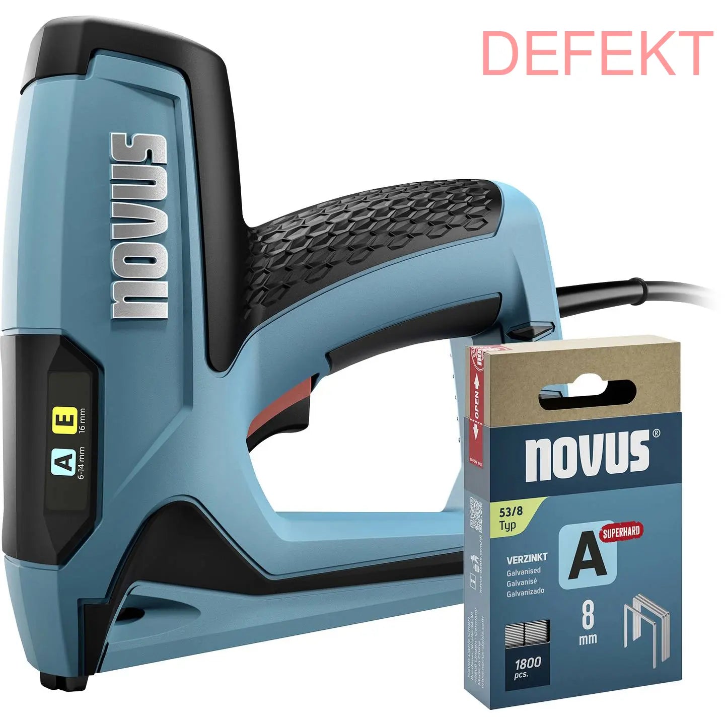 D-Ware Novus Elektrotacker Tacker Set 1800 Feindrahtklammern Typ 53 Netzbetrieb Defekt - 4009729082317