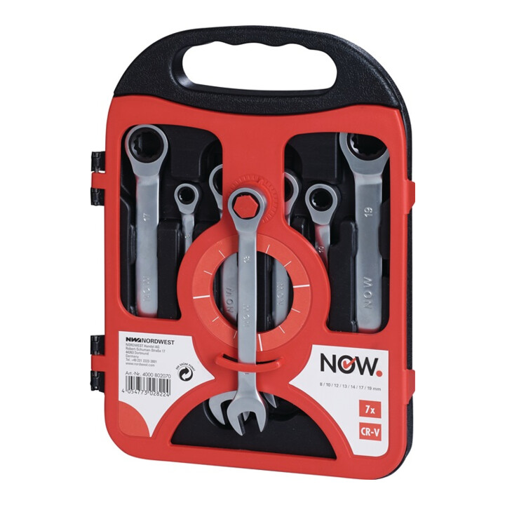 B-Ware Now Knarrenringmaulschlüsselsatz Set Ringschlüssel Sw 8 19mm Gerade 7tlg Box