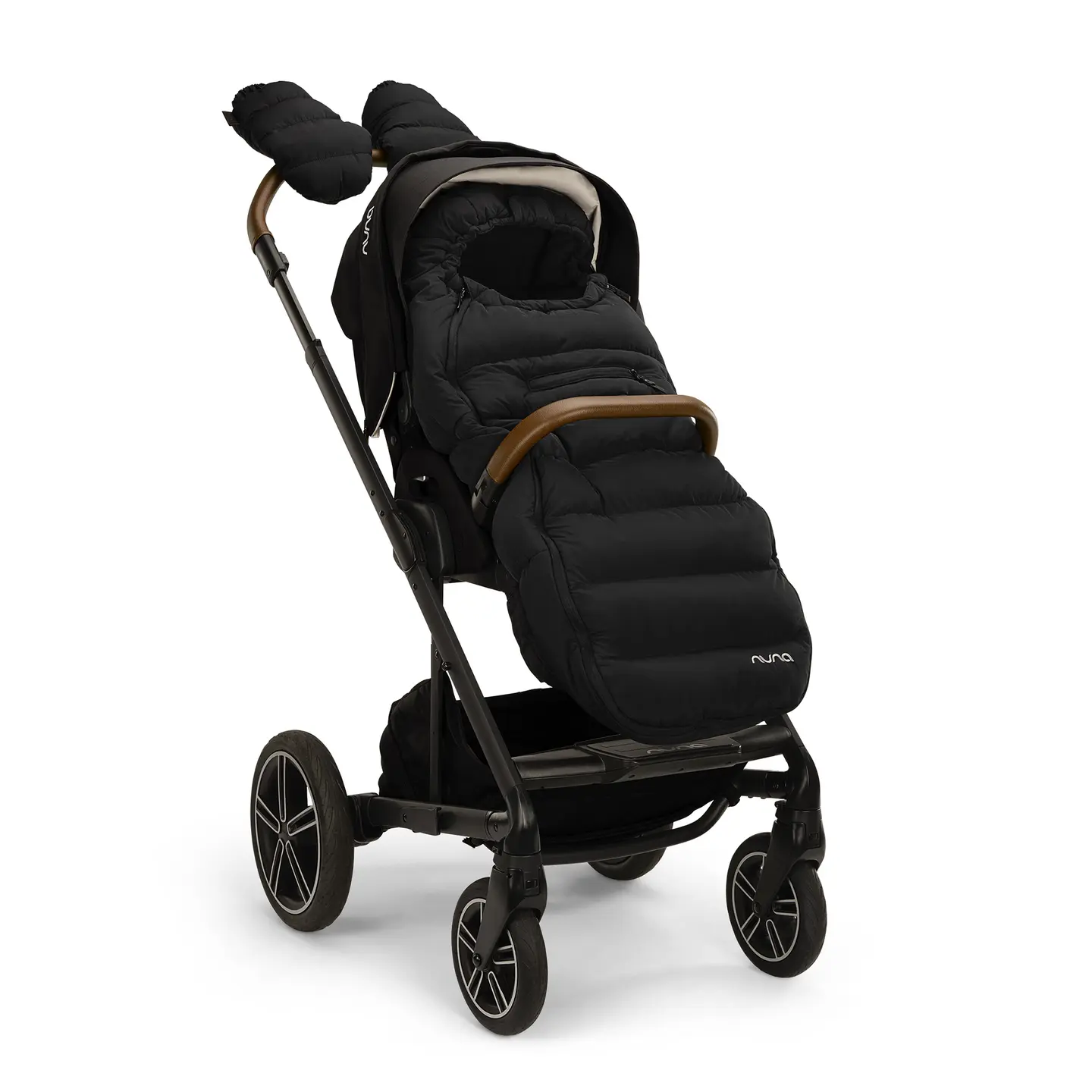 B-Ware Nuna Kinderwagen Set Fußsack Handschuhe Baby Wagen Set Caviar Schwarz Winter246 - 2000585611231