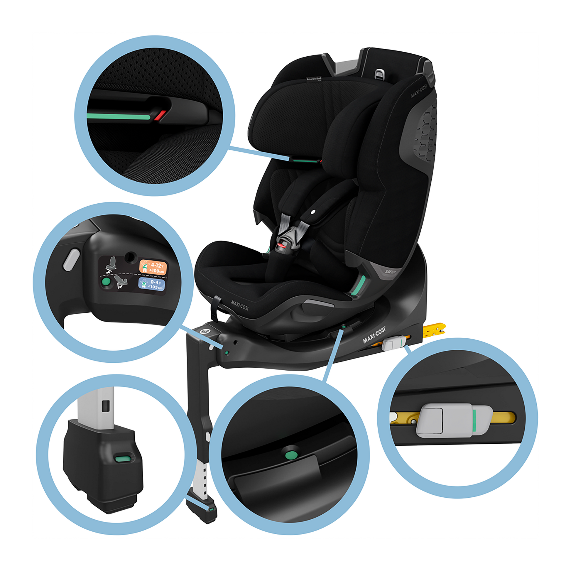 Maxi-Cosi Kindersitz Autositz Emerald 360 Pro Sitz Sitzerhöhung Kinder Schwarz - 8712930000000