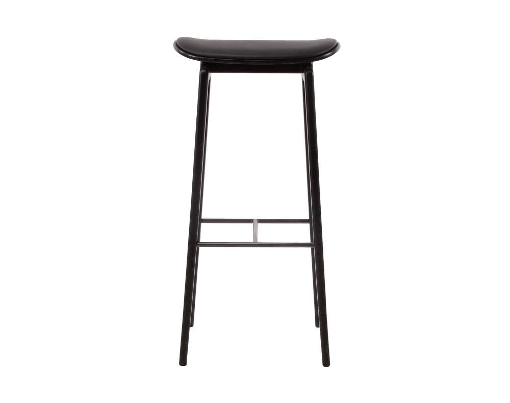 Norr 11 Barhocker Hocker NY11 schwarz Leder Sitz schwarz Eichenfurnier 75 cm - 4251501630555