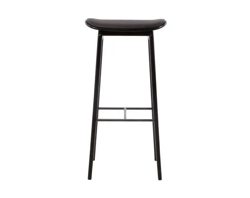 B-Ware Norr 11 Barhocker Hocker Ny11 Schwarz Leder Sitz Schwarz Eichenfurnier 75 Cm - 4251501630555