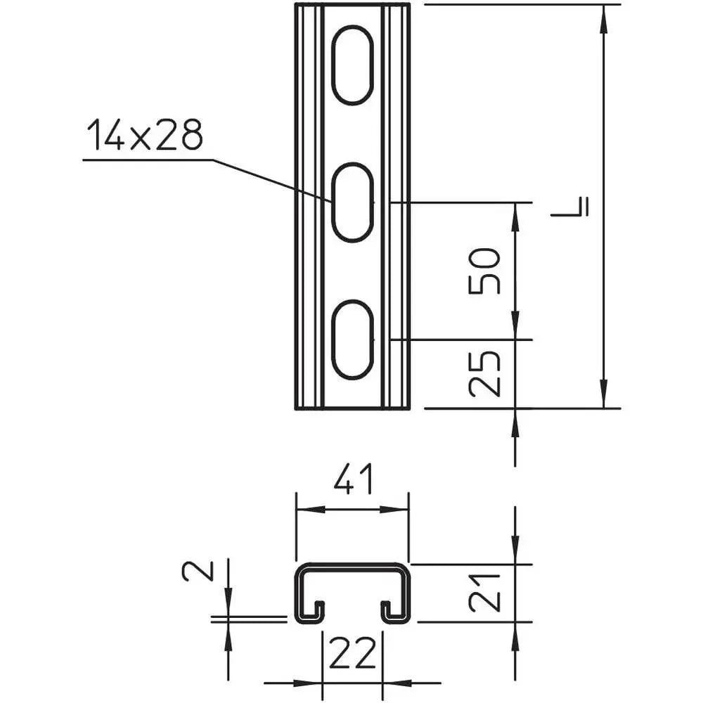 B-Ware Obo Bettermann Profilschiene Montageschiene 200x41x21 Mm Stahl C Profil 6 Stück - 4012196471119