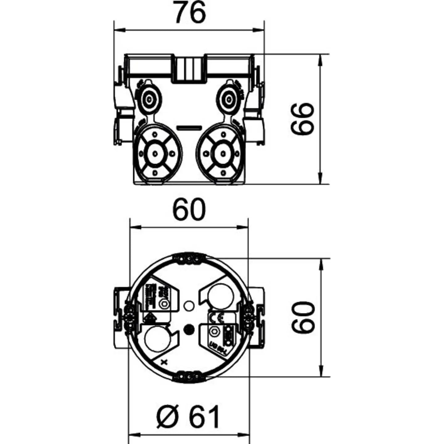 B-Ware Obo Bettermann Geräte Verbindungsdose Abzweigdose Unterputz 60x66mm 25 Stück - 4012196962501