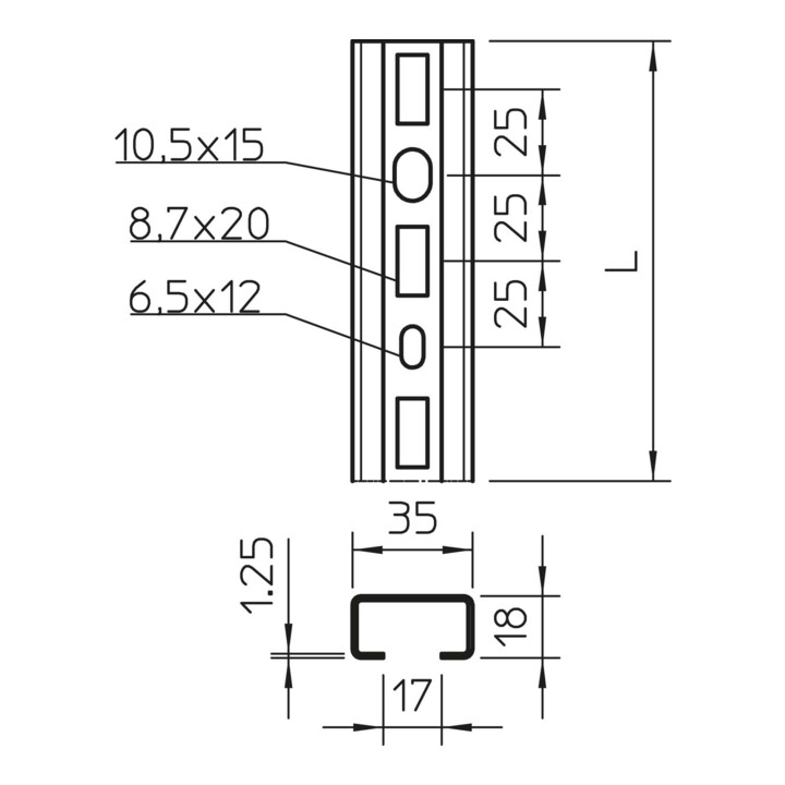 B-Ware Obo Bettermann Profilschiene C Schiene Kabel Stahl Bandverzinkt 2000mm 10 Stück - 4012195038771