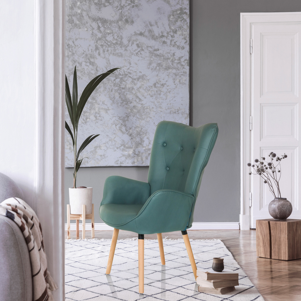 B-Ware Hjh Living Ohrensessel Sessel Havenio Stoff Loungesessel Vintage Mint - 4064323045175