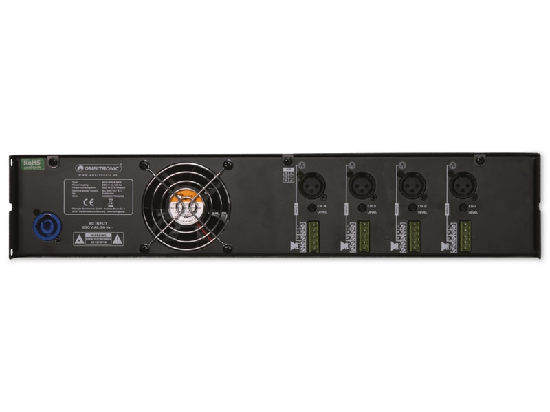 Omnitronic Installationsendstufe Endstufe Pa Verstärker Limiter 4 Kanal Schwarz  B-Ware - 4026397700206
