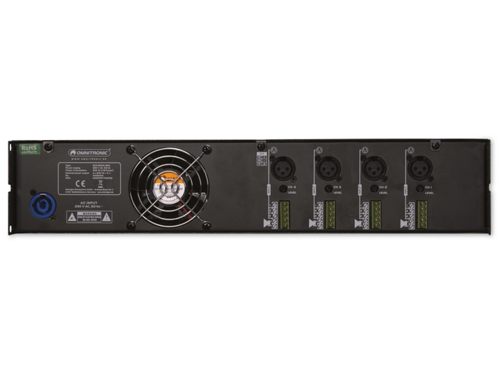 Omnitronic Installationsendstufe Endstufe Pa Verstärker Limiter 4 Kanal Schwarz  B-Ware - 4026397700206