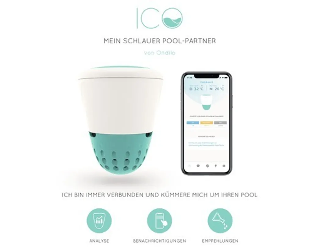 D-Ware Ondilo Ico Smart Pool Partner Poolsensor Ph Messgerät Thermometer App Defektware - 3701168000105