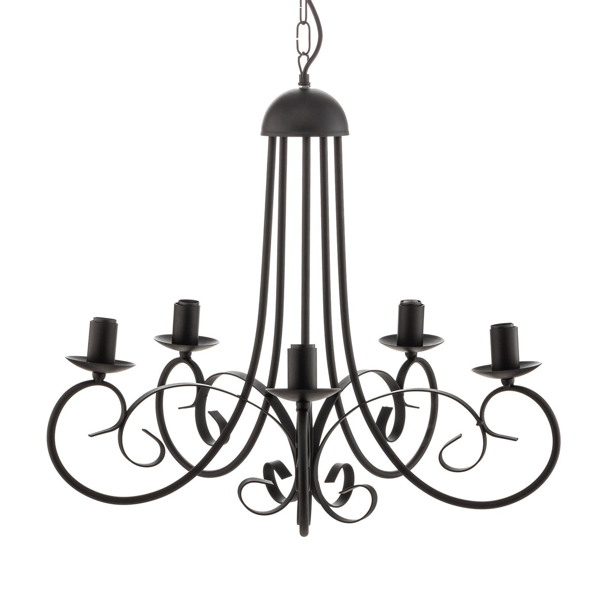 ONLI Kronleuchter Pompei 5-flammig schwarz Eisen dimmbar 56 cm Höhe 60 cm Dur... - 8030626540453