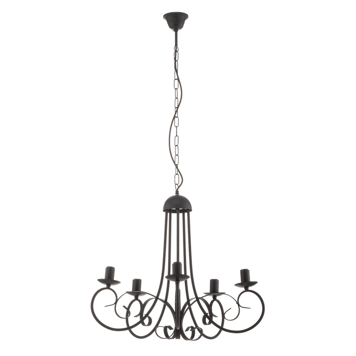 ONLI Kronleuchter Pompei 5-flammig schwarz Eisen dimmbar 56 cm Höhe 60 cm Dur... - 8030626540453