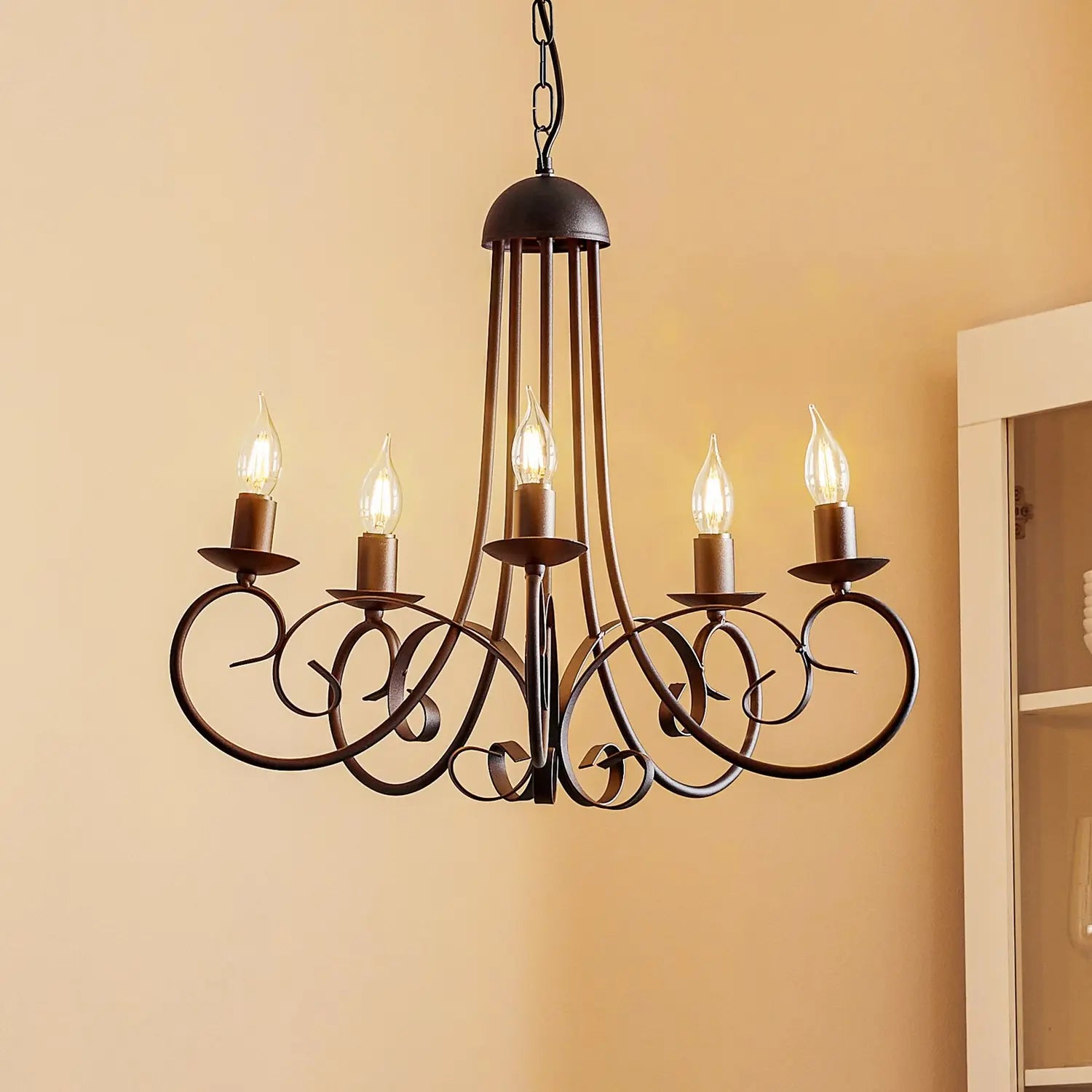 B-Ware Onli Kronleuchter Deckenleuchte Pompei Schwarz Eisen Wohnzimmer 5 Flg Siehe Text - 8030626540453