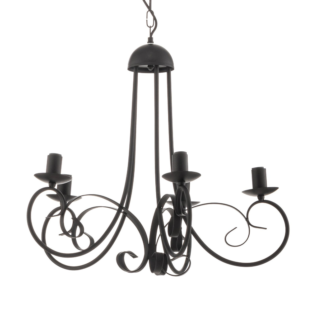 ONLI Kronleuchter Pompei 5-flammig schwarz Eisen dimmbar 56 cm Höhe 60 cm Dur... - 8030626540453