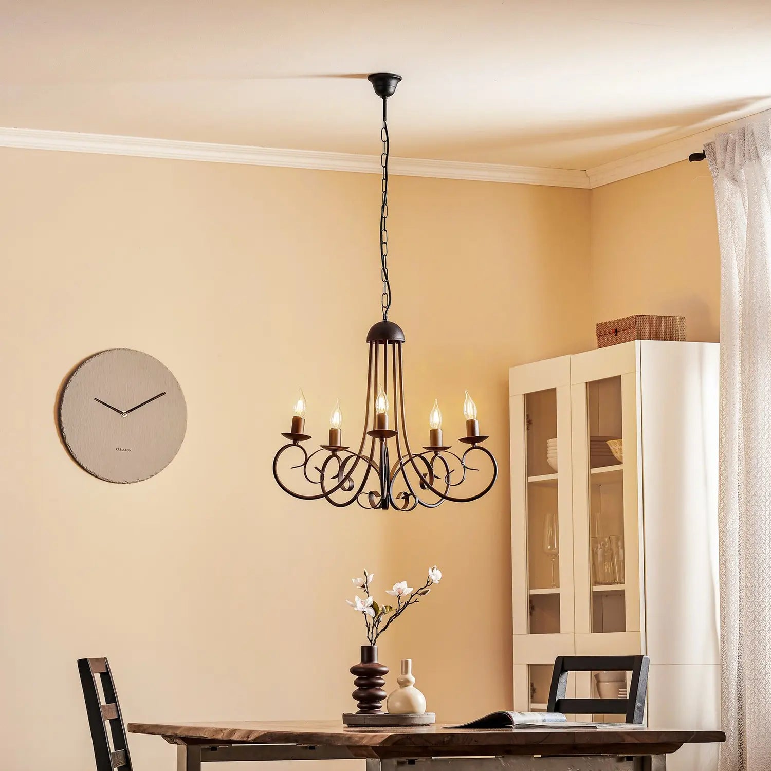 B-Ware Onli Kronleuchter Deckenleuchte Pompei Schwarz Eisen Wohnzimmer 5 Flg Siehe Text - 8030626540453