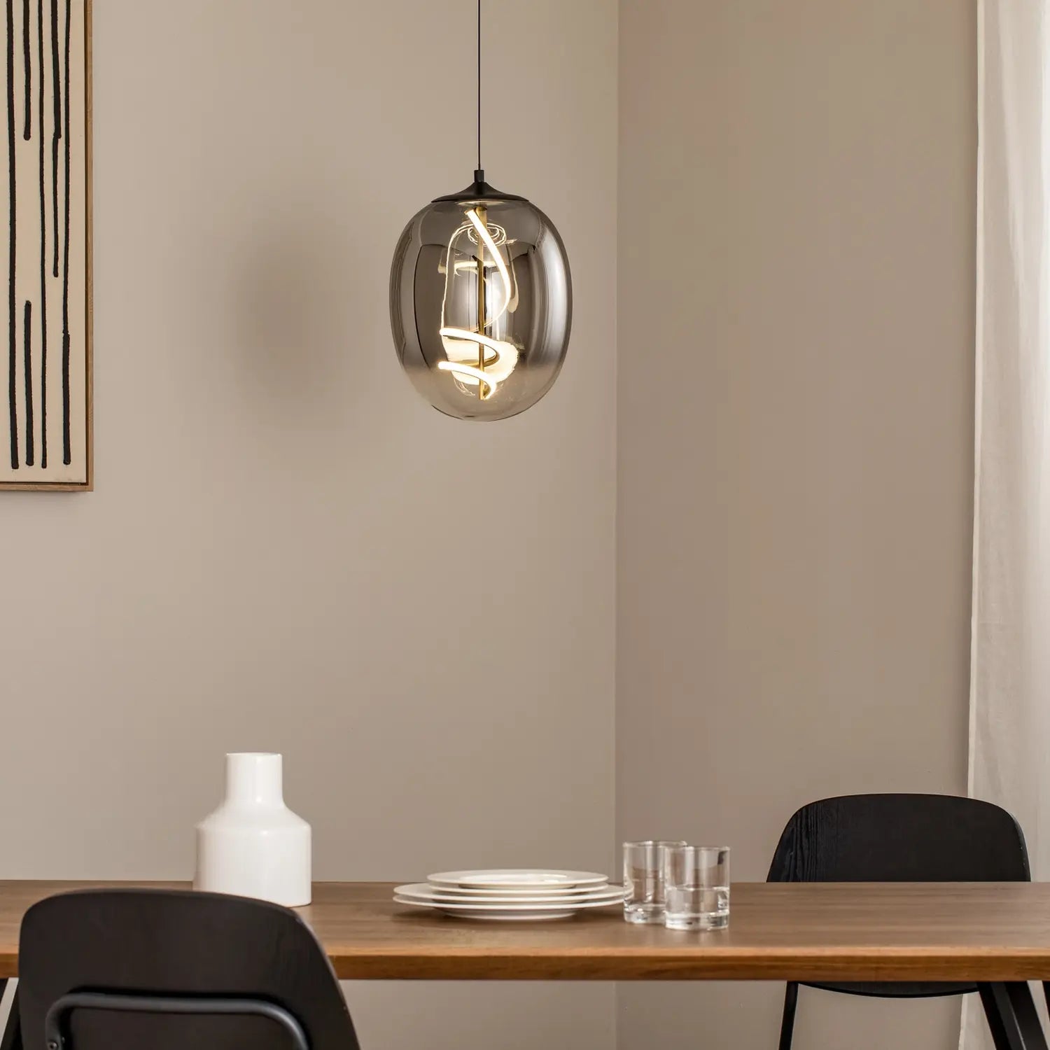 B-Ware Onli Pendelleuchte Hängeleuchte Led Glas Rauchgrau Lilly Wohnzimmer 4000 K 28 Cm - 8030626544925