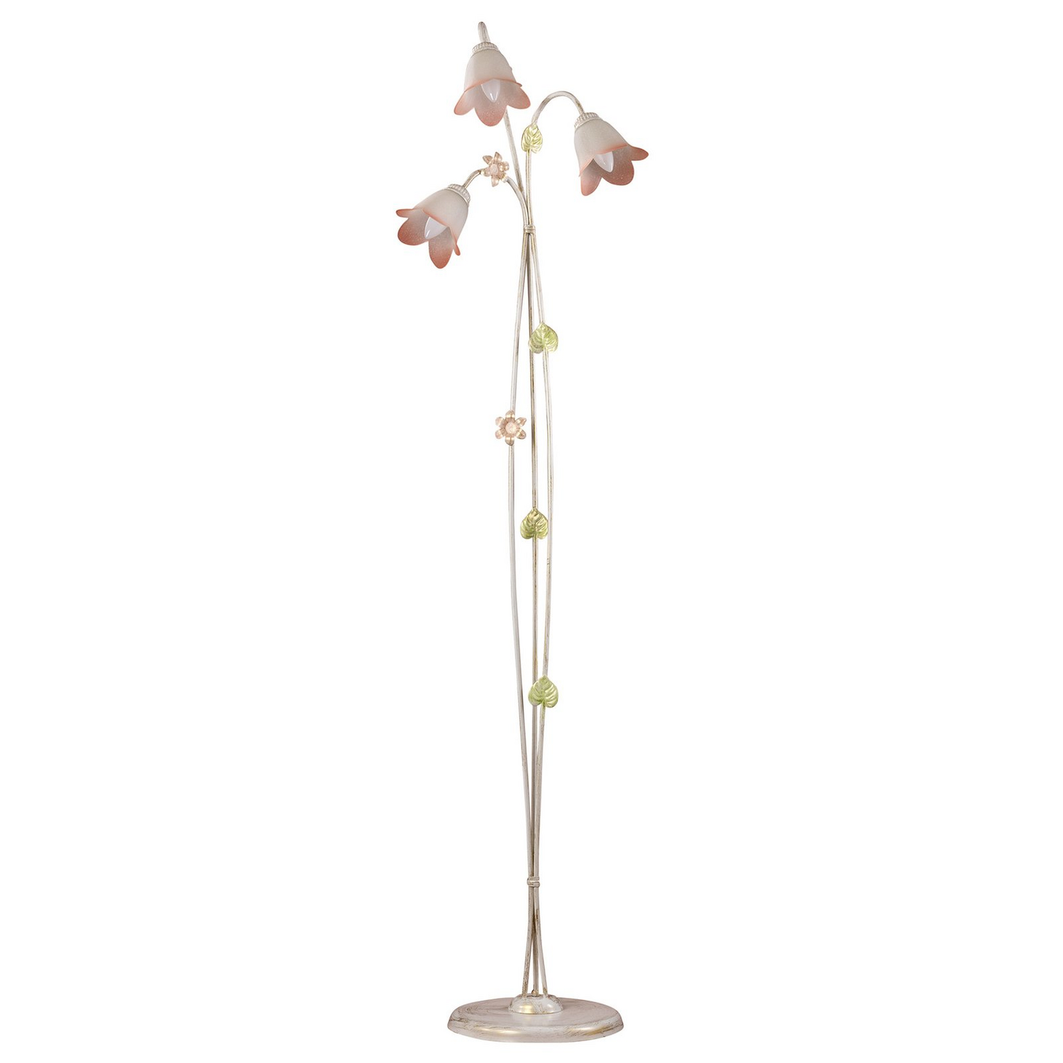 Onli Stehleuchte Lampe Licht Florentiner Stil Silber Pink 3 Flammig Glas Eisen B-Ware - 8030626513945