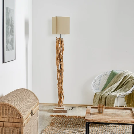 Onli Stehleuchte Marica Standlampe Lampe Stoffschirm Holzelement Wohnzimmer B-Ware - 8603065