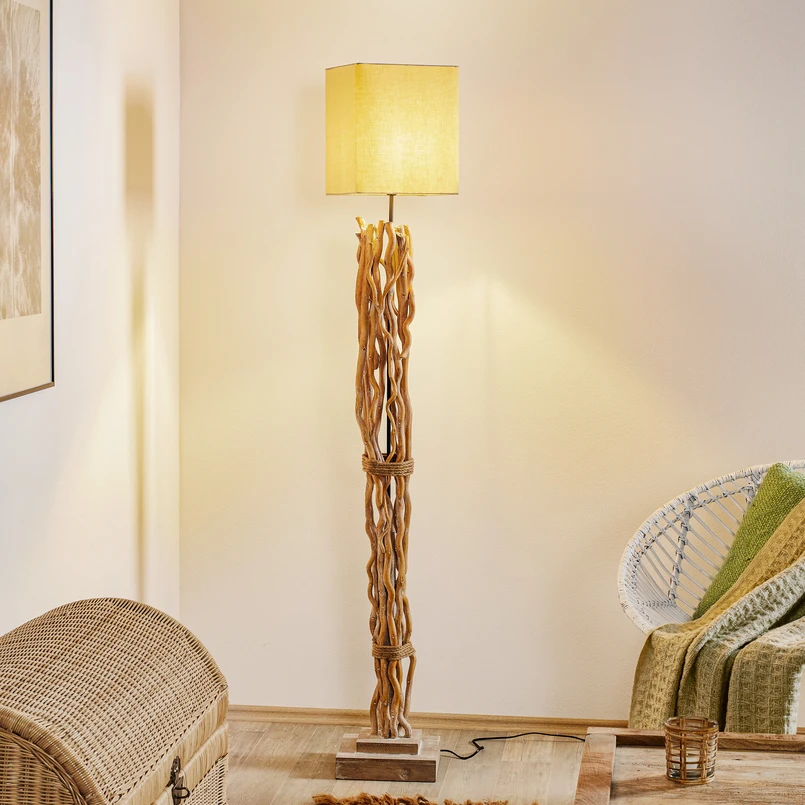 Onli Stehleuchte Marica Standlampe Lampe Stoffschirm Holzelement Wohnzimmer B-Ware - 8603065