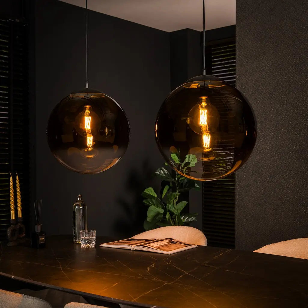 B-Ware Onooro Pendelleuchte Hängelampe Toronto Glas Anthrazit Klar Rauch 2 Flg Dimmbar - 8713244071065