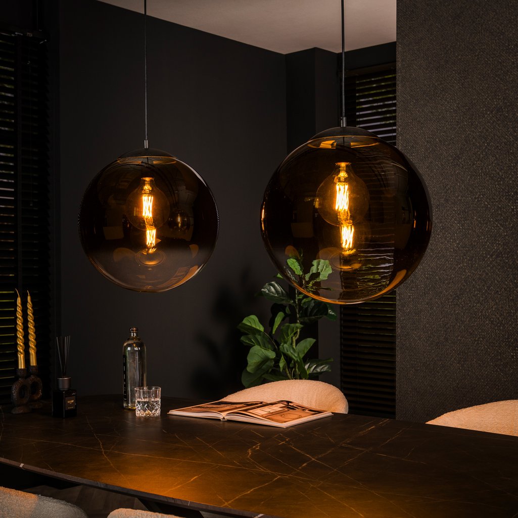 Onooro Pendelleuchte Hängelampe Toronto Glas anthrazit klar rauch 2-flg dimmbar - 8713244071065