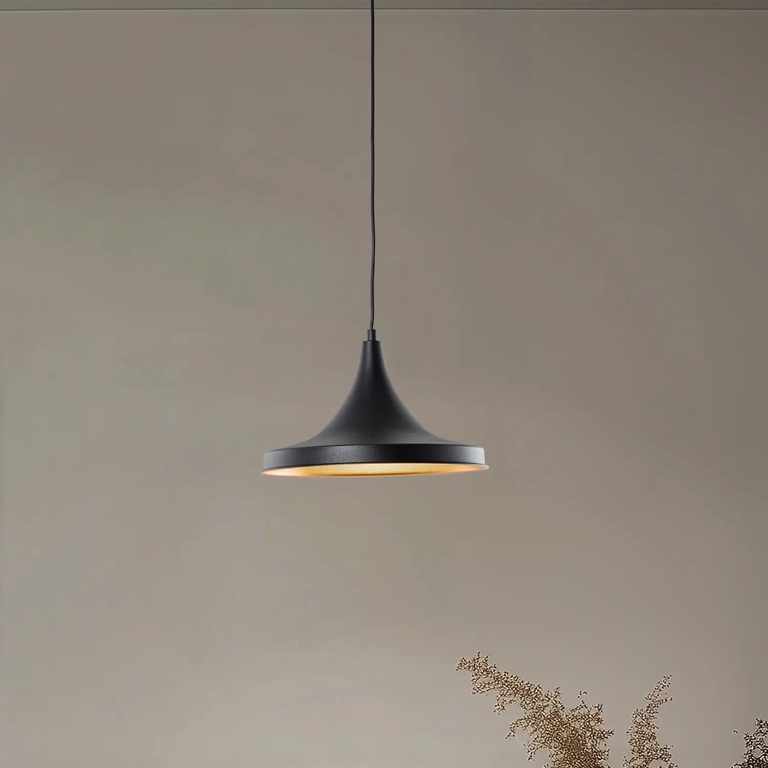 B-Ware Berceste Hängeleuchte Pendelleuchte Metall Schwarz Gold Lampenschirm 30cm - 8681875546606